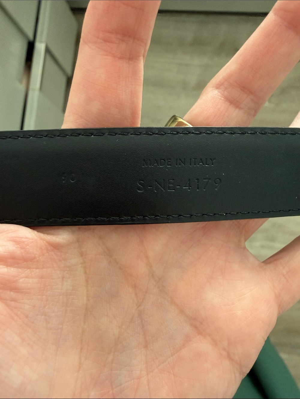 Celine Matte Black Triomphe Logo Leather Belt - Picture 4 of 4